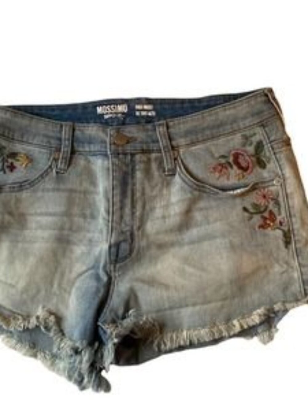 High Waist Embroidered Floral Denim Shorts